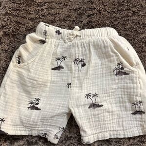 Zara Kids Cream Shorts with Black Palm Design